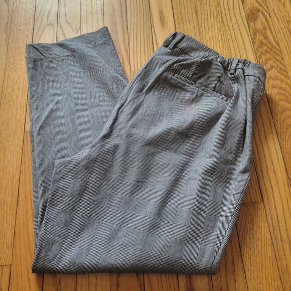 Talbots Womens Gray Plaid High-Waist Straight-Leg Pants Size 16 - Picture 1 of 6